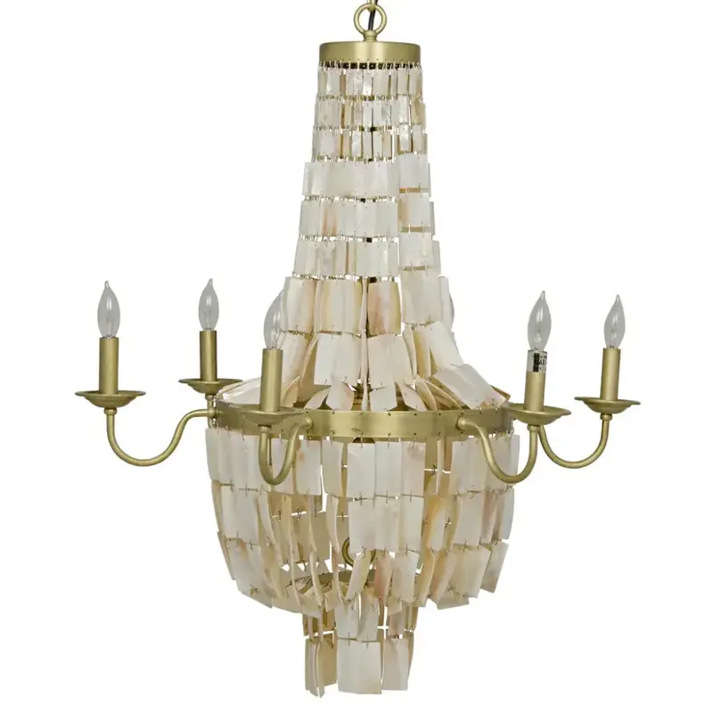 Bijou Coastal-Inspired Metal Chandelier With Shell Accents And Antique Brass Frame 1