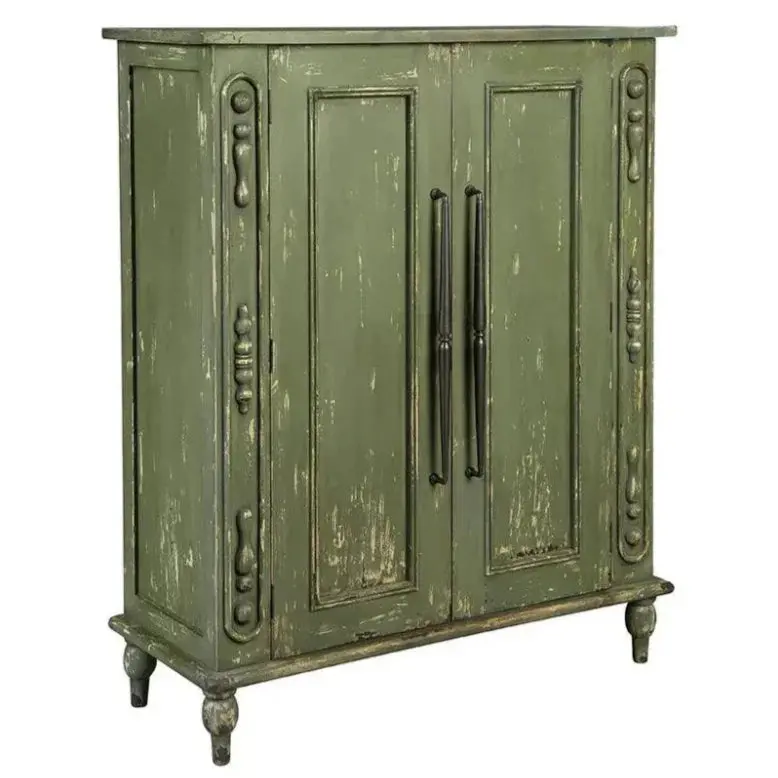 Bijou Vintage-Style Wooden Hall Tree Cabinet 1