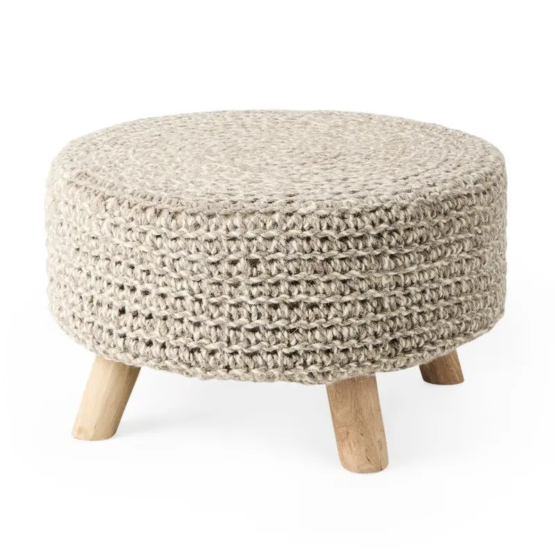 Bina 24-Inch Light Grey Wool Stool 1