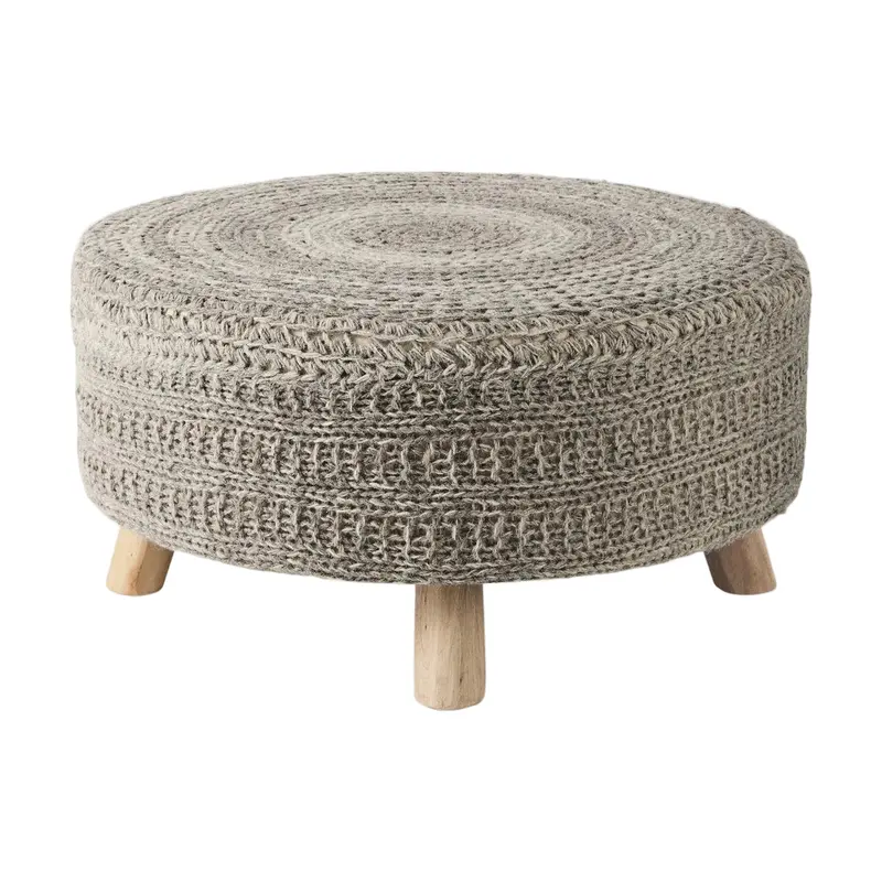 Bina Dark Grey Wool Round Stool – 30" Diameter 1