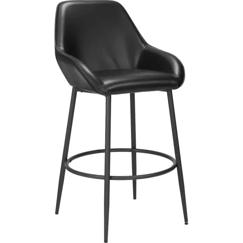 Black Faux Leather Barstools (Set Of 2) – Vila Premium Tufted High-Back Design 1