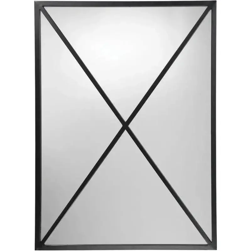 Black Iron Xander Grid-Design Wall Mirror 1