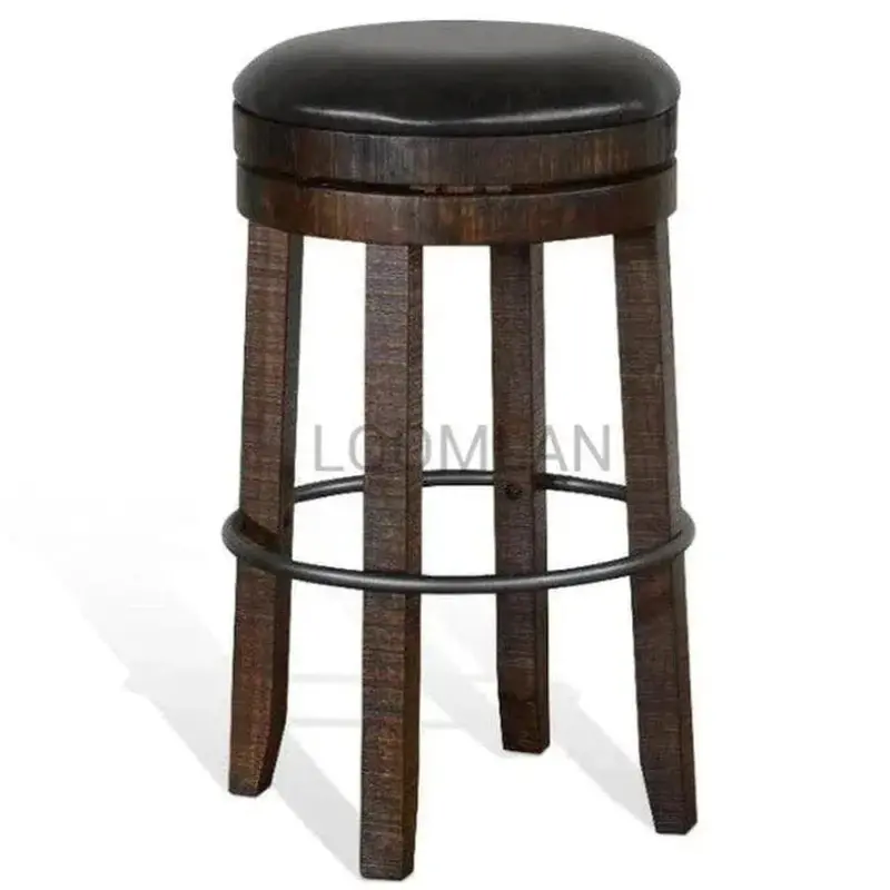 Black Leather Swivel Barstools – Backless, 30 Inch Height, Set Of 2 1
