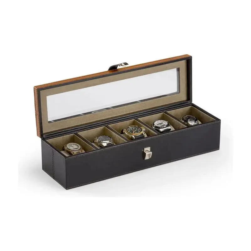 Black Leather-Wrapped Watch Presentation Box 1