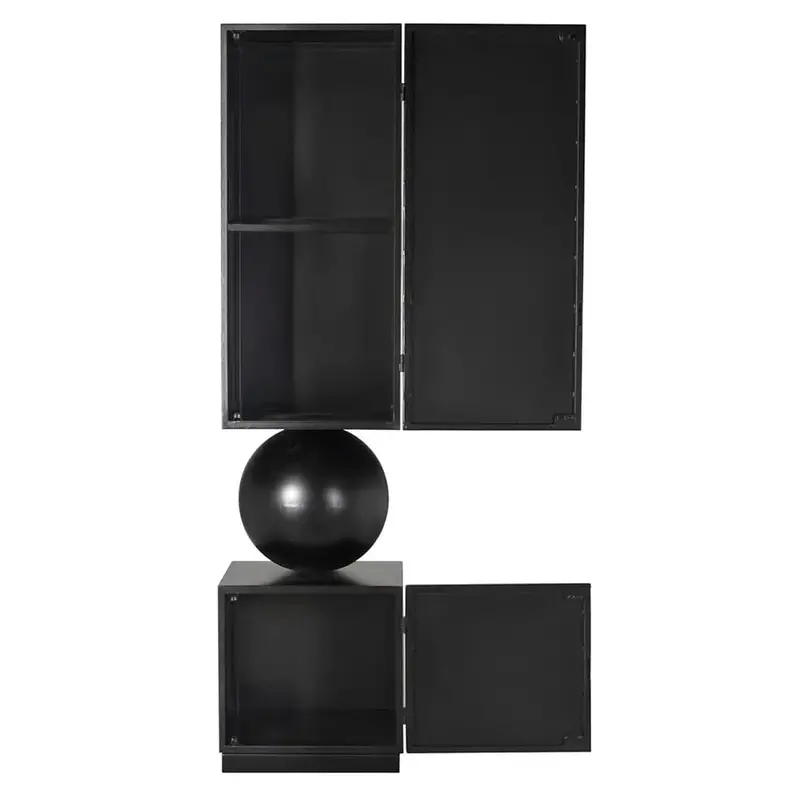 Black Noir Pillar Accent Cabinet 1