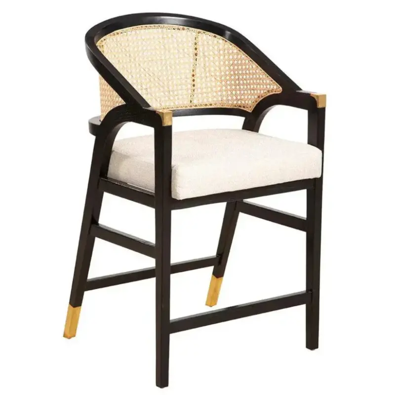 Black Royce Linen Counter Stool 1