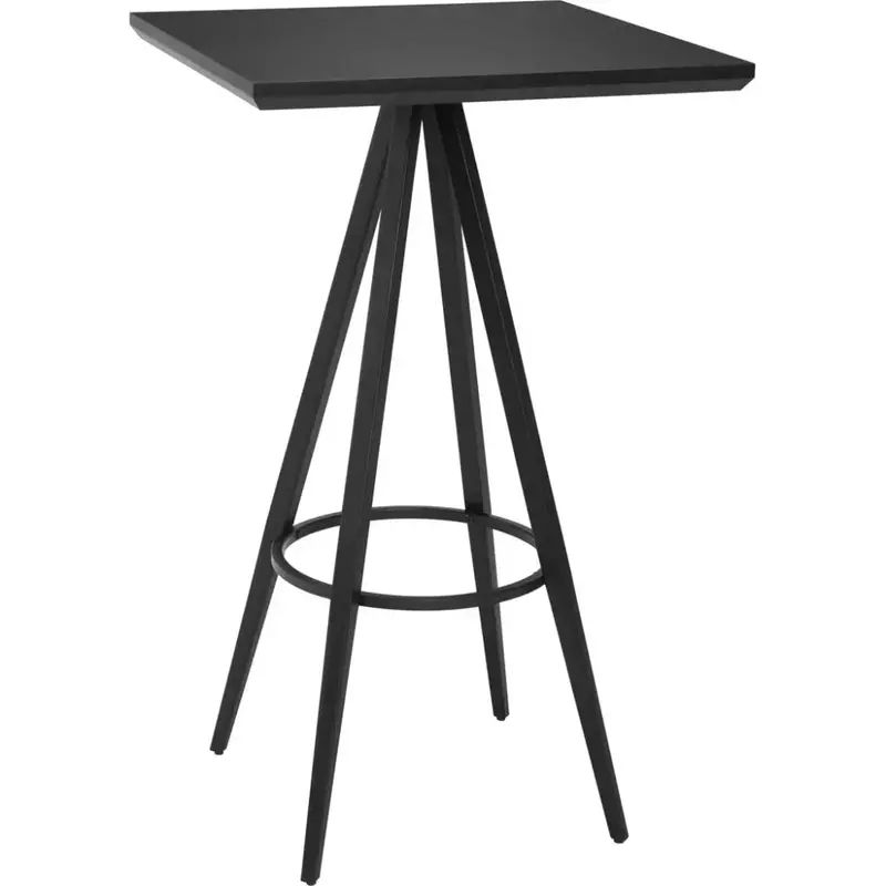 Black Square Bar Table With Wood And Steel Construction 1
