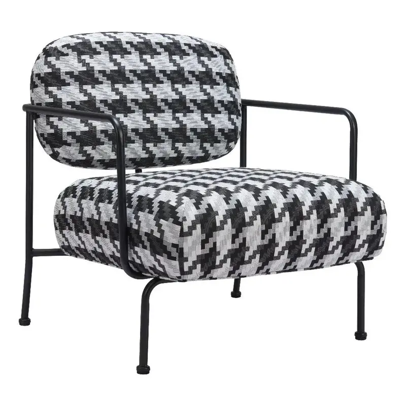 Black Steel Accent Armchair With Sculptural Frame And Upholstered Seat 1