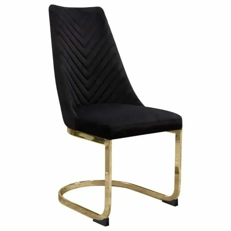 Black Velvet & Gold-Finished 2-Piece Dining Chair Set 1