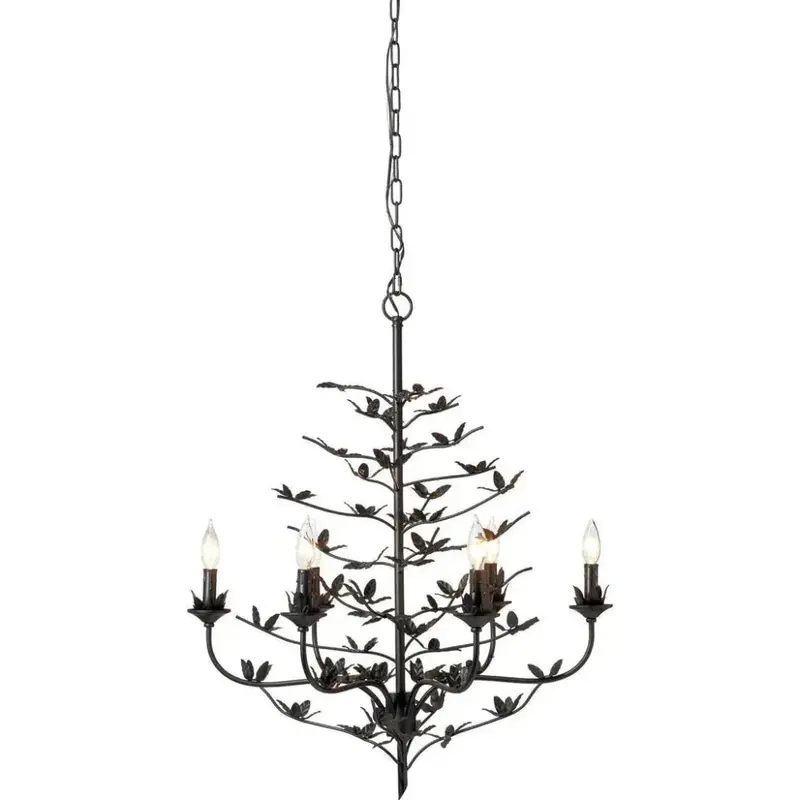 Blooming Candle–Style Chandelier With Black Crystal Accents 1