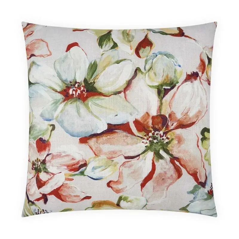 Blooming Cotton Throw Pillow – Handcrafted Botanical-Themed Cushion 1