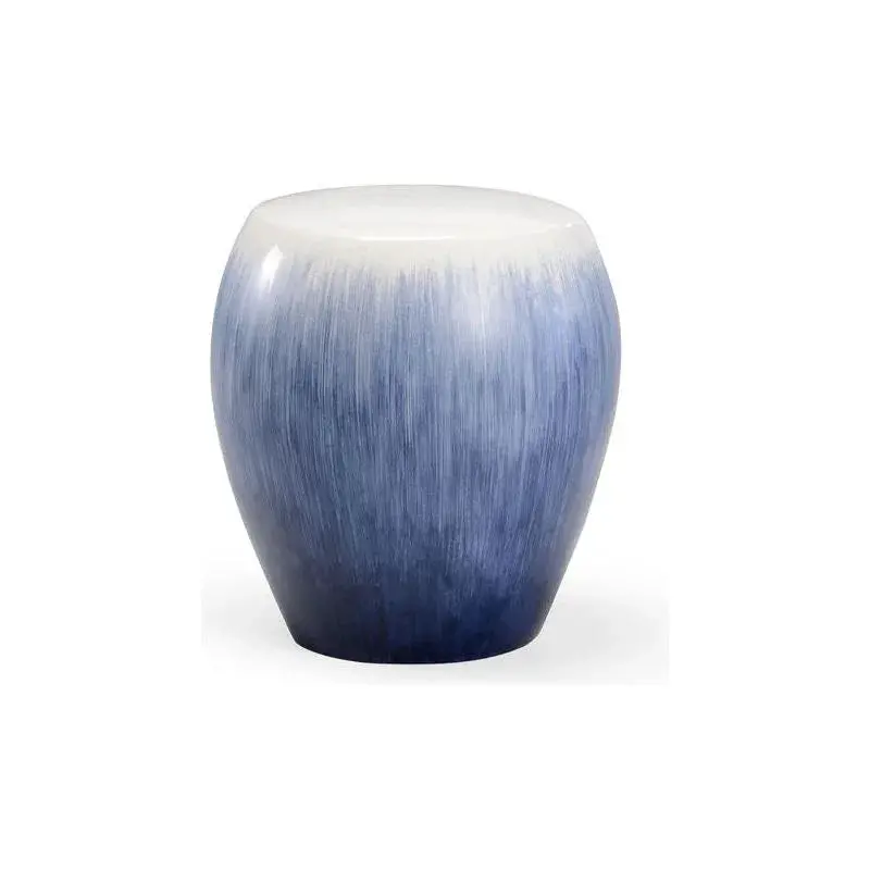Blue Ceramic Garden Stool – Alexander Outdoor Accent Piece 1