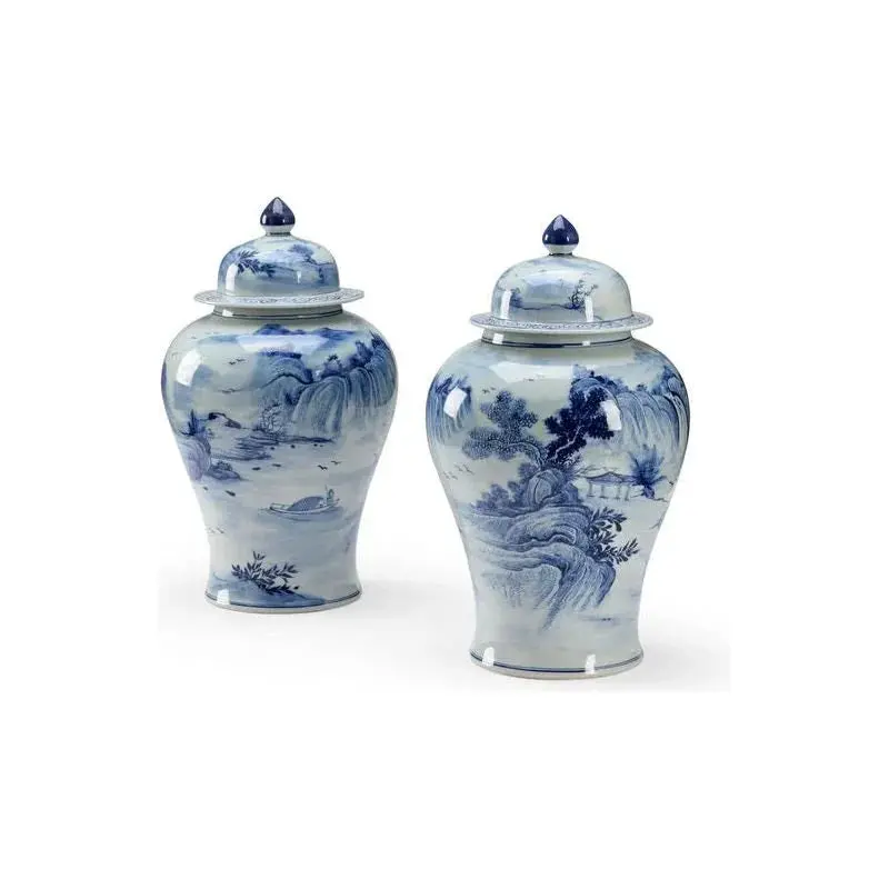 Blue June Hand-Painted Porcelain Vase Collection (2-Pack) 1