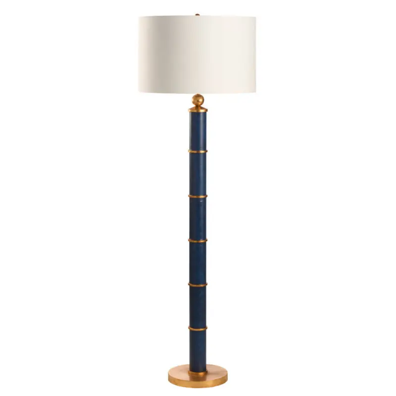 Blue Leather-Wrapped Floor Lamp 1