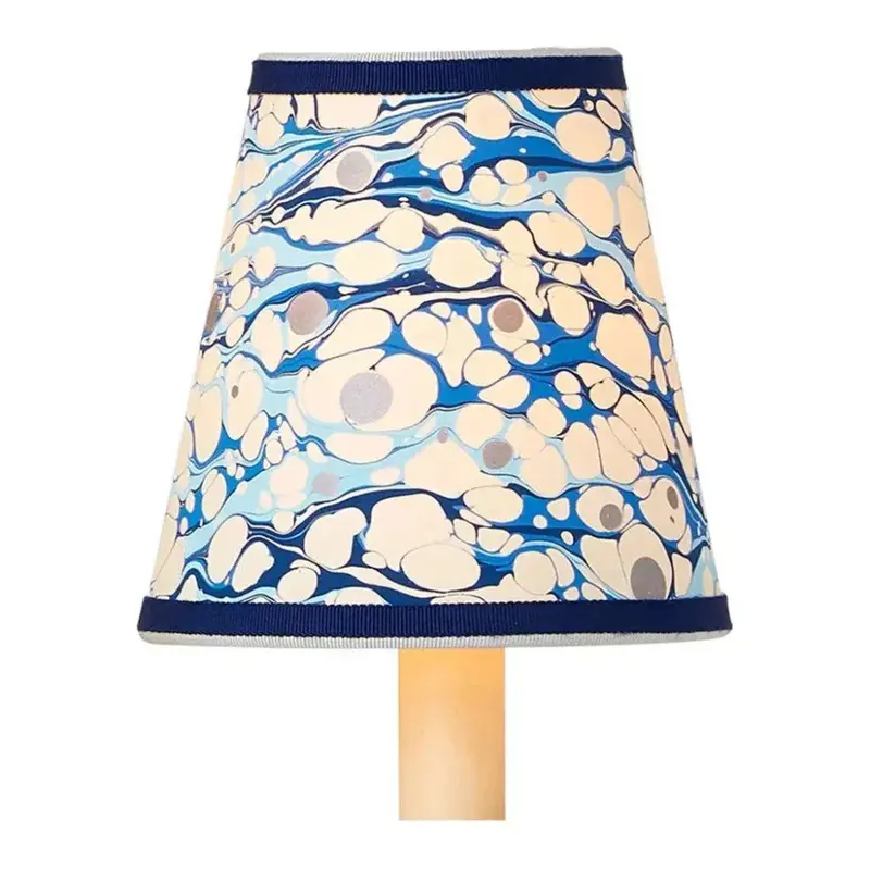 Blue Marble-Print Paper Tapered Chandelier Shade 1