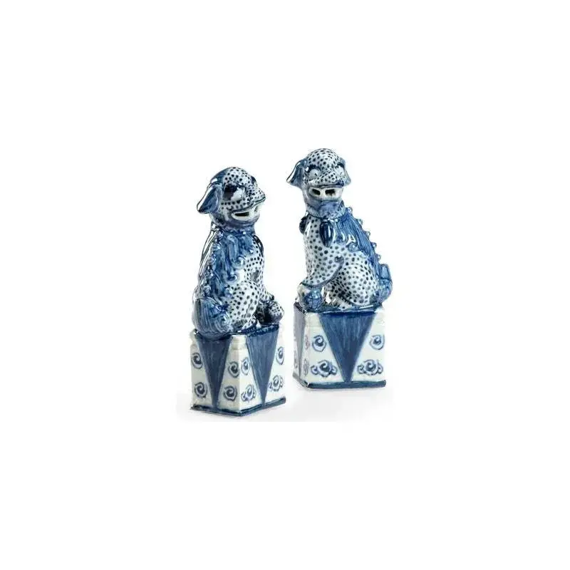 Blue Palace Dog Ceramic Figurine – Hand-Painted Oriental Sculpture 1