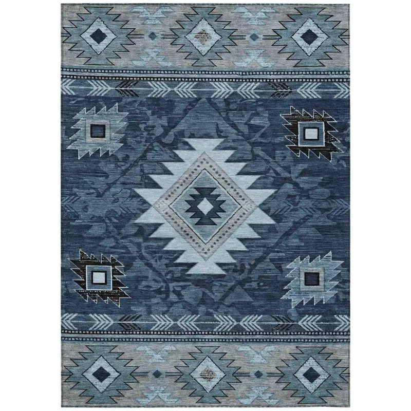 Blue Washable Indoor-Outdoor Area Rug By Jaelas 1