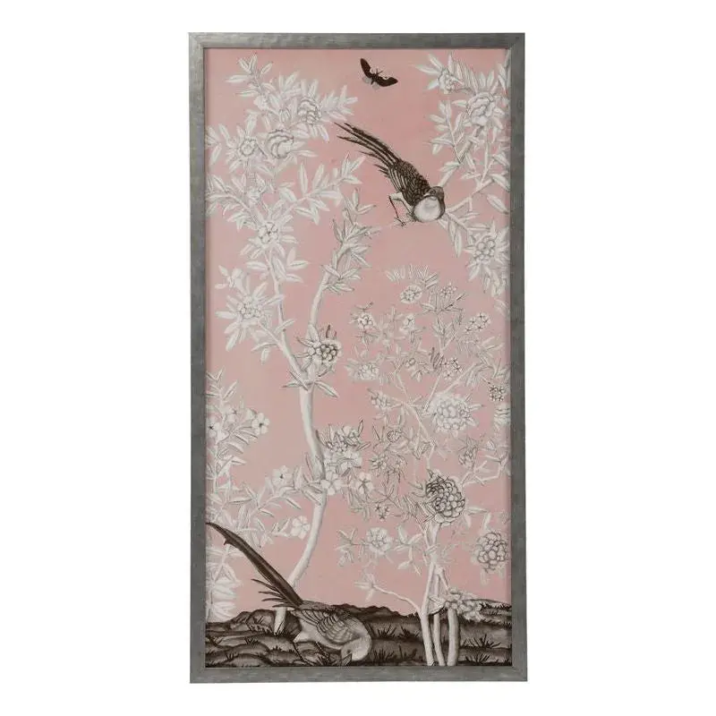 Blush Chinoiserie Wall Art In Silver Frame 2
