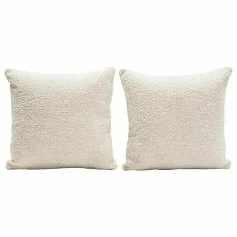Bone Bouclé Square Accent Pillows Set 1