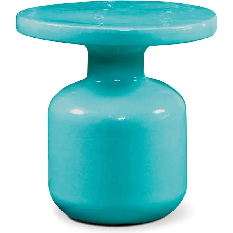 Bottle Aquamarine Outdoor End Table – Refreshing Coastal-Inspired Side Table 1