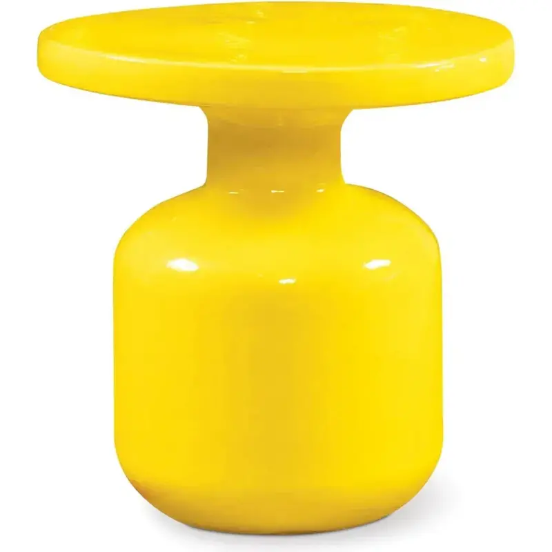 Bottle Mustard Yellow Outdoor End Table – Playful Curved Accent 1