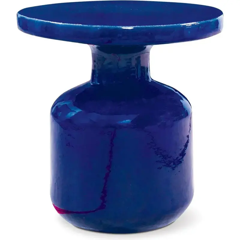 Bottle Navy Blue Outdoor End Table – Rich Tone Curved Accent Table 1