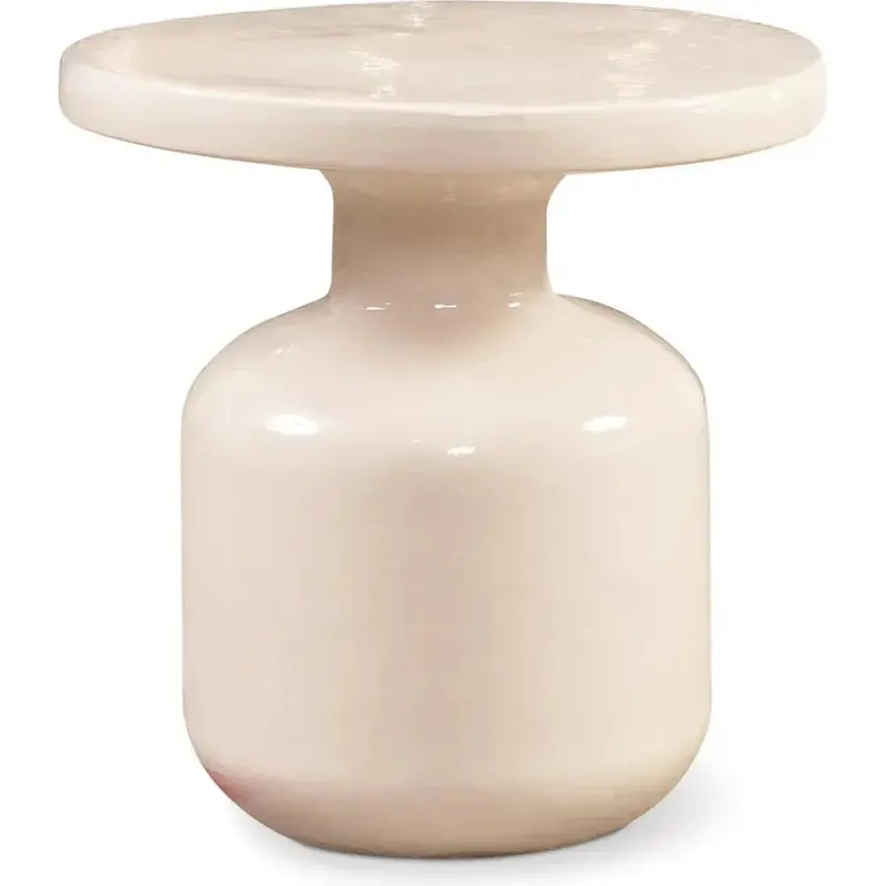 Bottle White Outdoor End Table – Clean Minimalist Patio Side Table 1