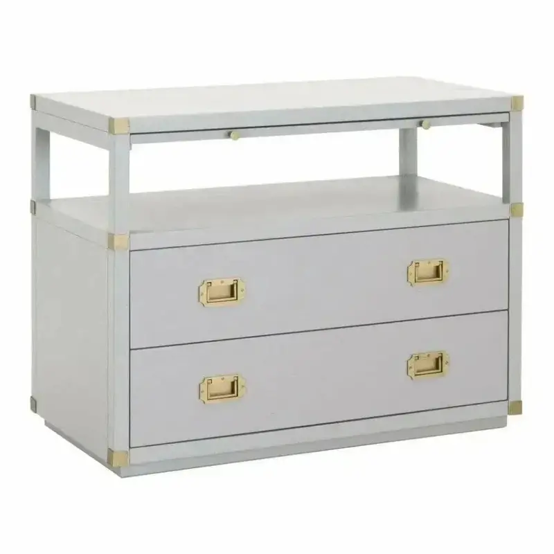Bradley Grey Nightstand With Dual Drawers And Pull-Out Tray 1