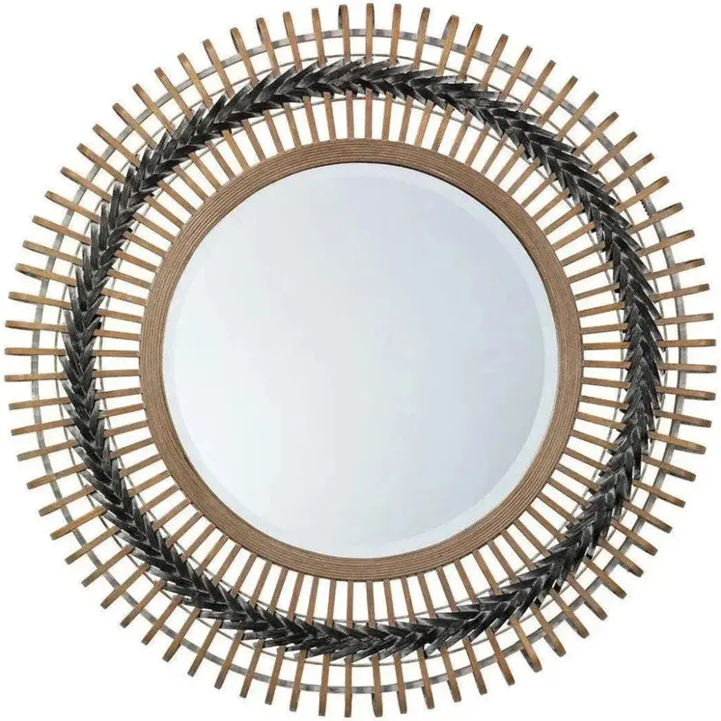Braided Grey Bamboo Grove Wall Mirror 1