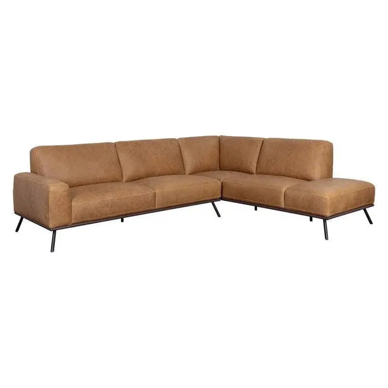 Brandi Chaise Sofa – Camel Leather Sectional With Integrated Chaise And Contemporary Lines 1