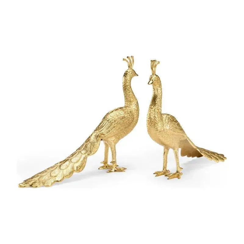 Brass Peacock Pair Sculpture – Ornamental Set Of Two 1