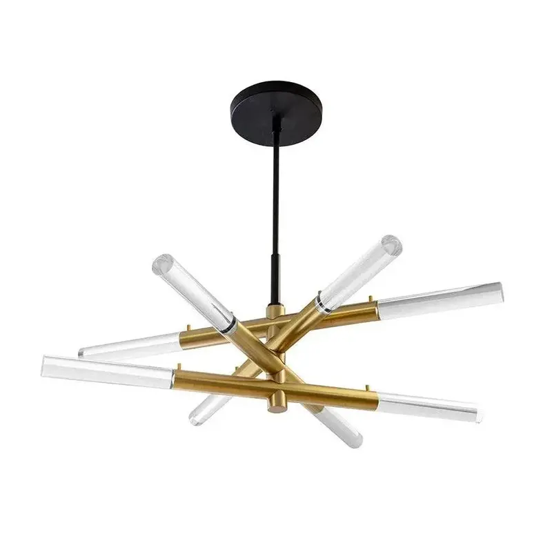 Brass Spira Chandelier With Clear Acrylic Cone Shades 1