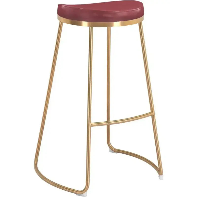 Bree Burgundy And Gold Accent Barstools – Set Of 2 1