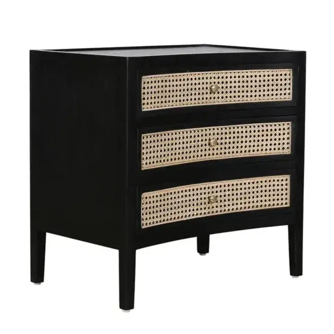 Bricee Sustainable Wood Side Table – 3-Drawer Storage Design 1