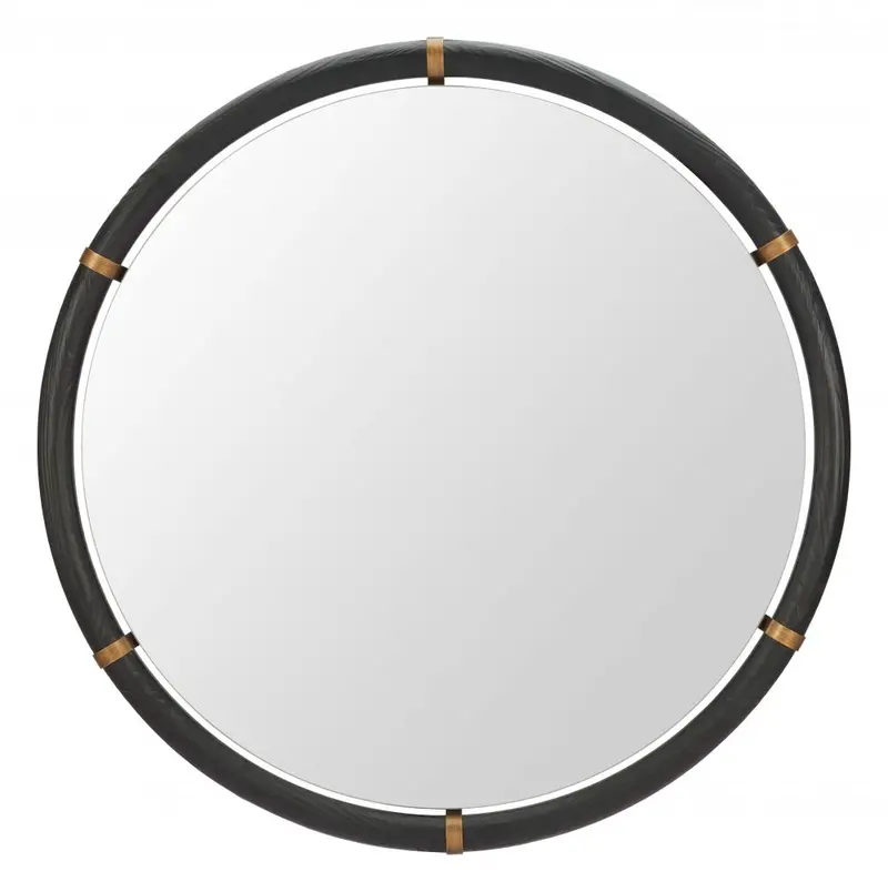 Brile Black Wood-Framed Wall Mirror 1