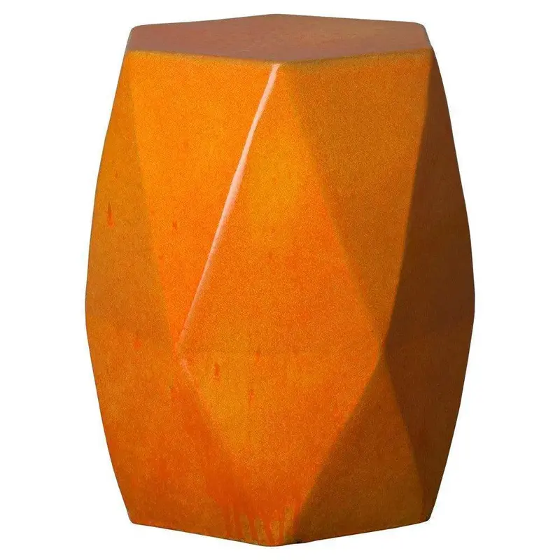 Brilliant Matrix Ceramic Garden Stool – 22 Inch Geometric Outdoor Statement 1