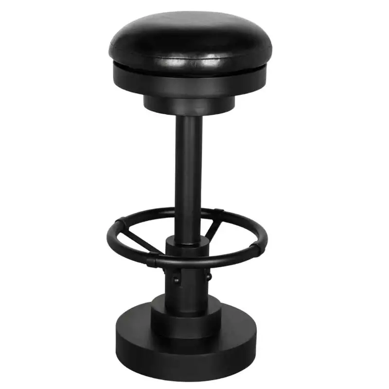 Brisbane Black Leather Swivel Bar Stool – High Back Design 1