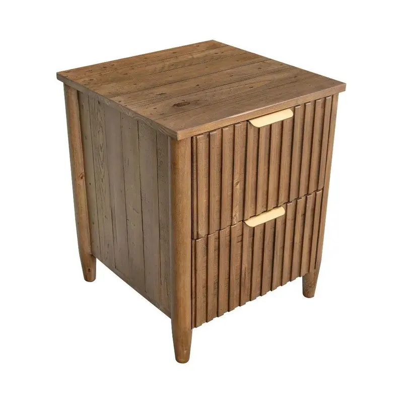 Britanica Brown Wood 2-Drawer Nightstand 1