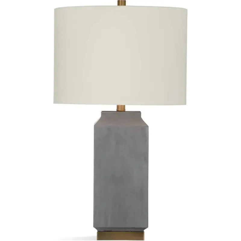 Broad Peak Grey Table Lamp With Textured Concrete And Metal Base 1