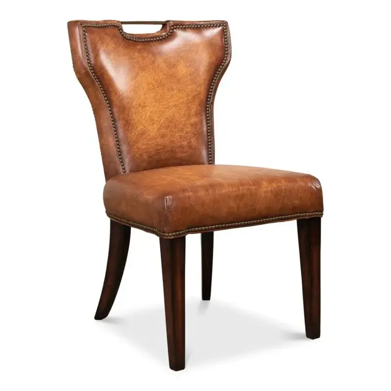 Broderick Brown Leather Dining Chairs – Set Of Two 1