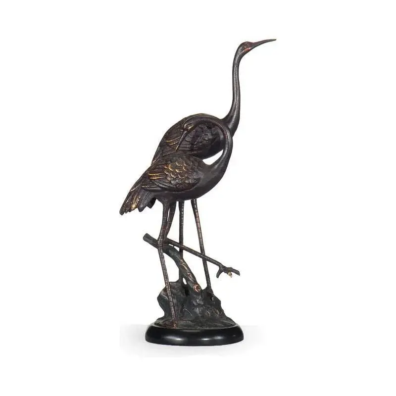 Bronze Crane Sculpture – Graceful Decorative Pair Or Solo Accent 1