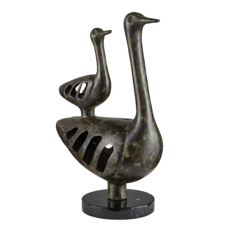 Bronze Duck Family Sculpture – Artistic Animal Figurine 1