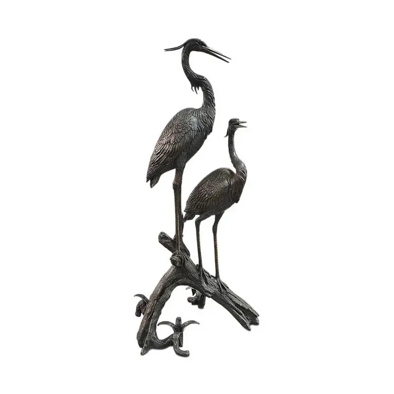 Bronze Heron Sculpture Perched On Branch 1