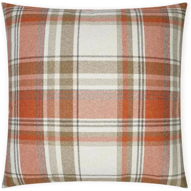 Brown And Copper Tartan Check Large Throw Pillow 1