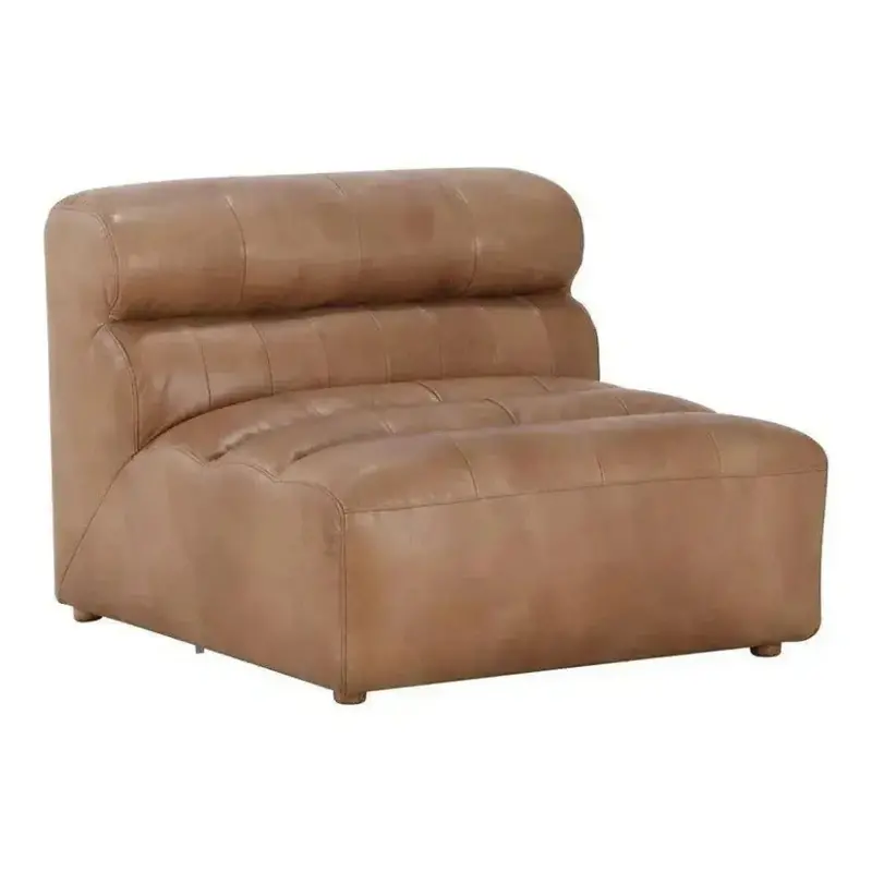 Brown-And-Tan Leather Modular Slipper Chair 1