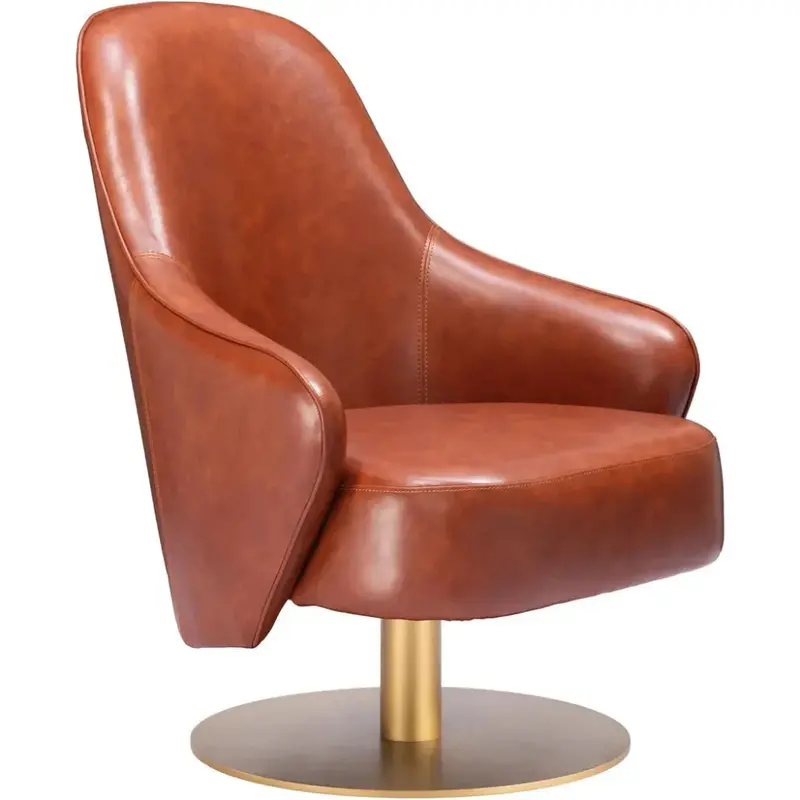Brown Armless Accent Chair – Withby Minimalist Lounge Seat 1