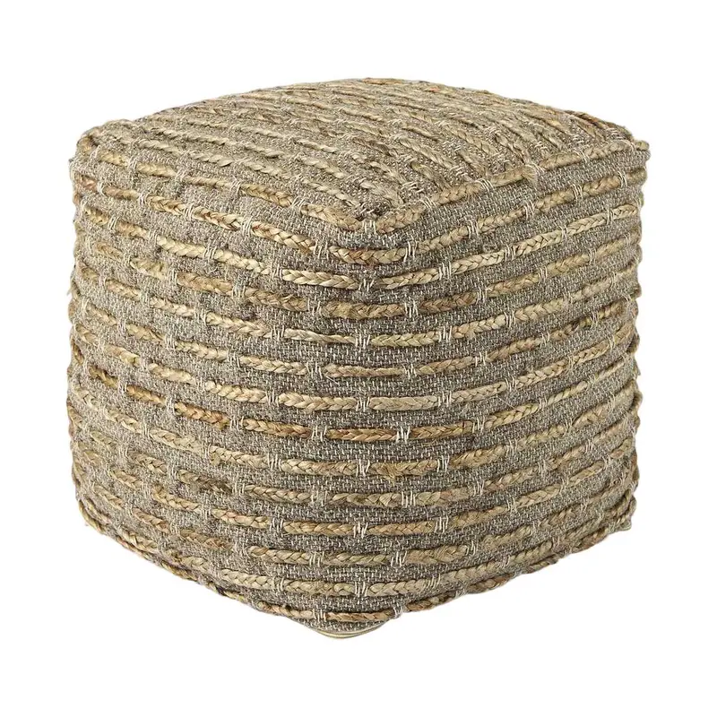 Brown Cotton Floor Pouf With Minimalist Design 1