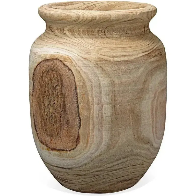 Brown Paulownia Wood Anga Vase – Natural Coastal Decor 1