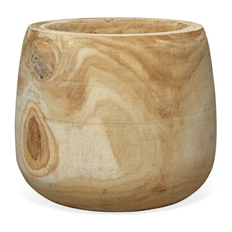 Brown Paulownia Wood Coastal Vase With Natural Grain 1