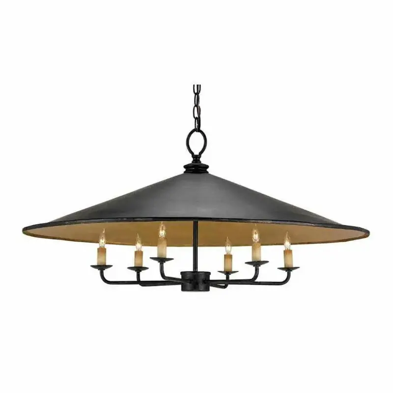 Brussels Chandelier In French Black With Gold Leaf Trim 1